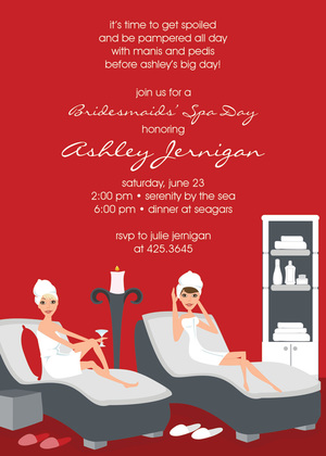 Spa Party Day Blue Invitations