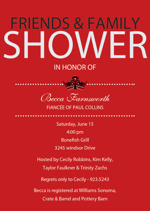 Princess Bridal Shower Blue Invitations
