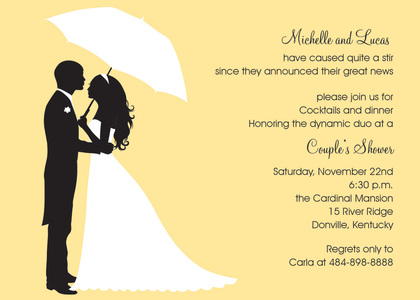 Couple Shower Silhouette Yellow RSVP Cards