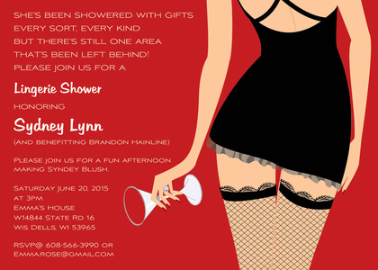 Little Black Nightie Pink Shower Invitations