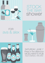 Modern Posh Bar Blue Shower Invitations