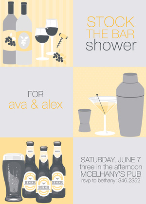 Squares Stock The Bar Shower Yellow RSVP Cards