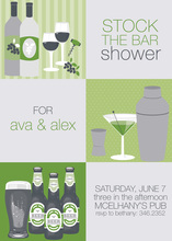 Modern Posh Bar Green Shower Invitations