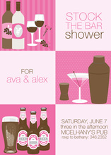 Modern Posh Bar Hot Pink Shower Invitations