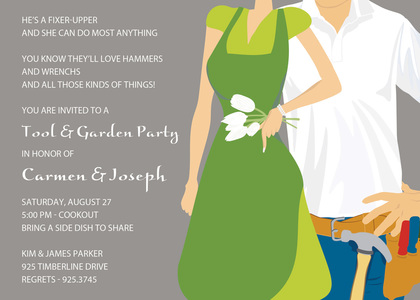 Green Couple Shower Tools-Garden RSVP Cards