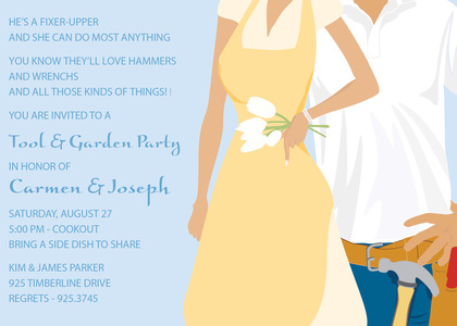 Yellow Couple Shower Tools-Garden RSVP Cards