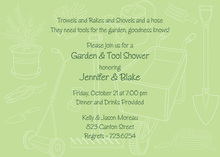 Green Outlined Garden Tools Invitation