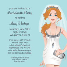 Redhead Tiara Bachelorette Party Invitations