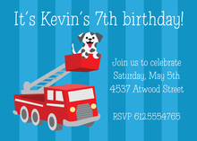 Dalmatian Fire Truck Photo Birthday Invitations
