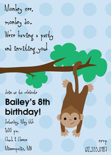 Red Balloon Monkey Party Invitations