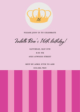 Lovely Pink Crown Stripes Invitation