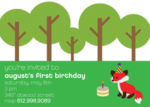 Jungle Animals Forest Green Birthday Invitations