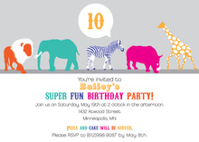 Fun Wild Silhouette Animals Birthday Party Invites