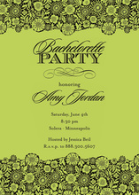 Formal Damask Pattern In Green Wedding Invitations