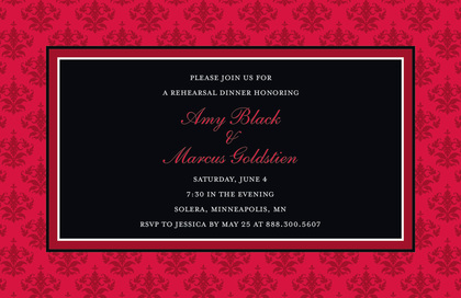 Unique Black Damask Frame Formal Party Invitations