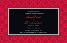 Holiday Red Damask Border Modern Party Invitations