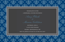 Elegant Flourish Medium Blue Modern Wedding Invites