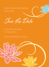 Trendy Floral Breeze In Orange Wedding Invitations