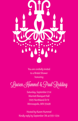 White Chandelier Silhouette Pink Enclosure Cards
