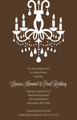 White Chandelier Silhouette Brown Enclosure Cards