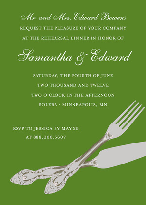 Cutlery Green RSVP Cards