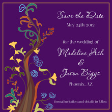 Abstract Vines Purple Save The Date Invitations