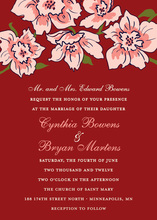 Deep Modern Red Retro Roses Wedding Invitations