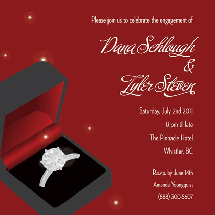 Ring Black Wedding Engagement Invitations