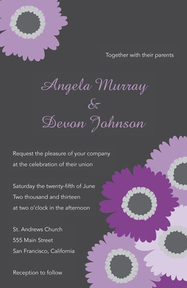 Classy Pink Floral In Charcoal Wedding Invitations
