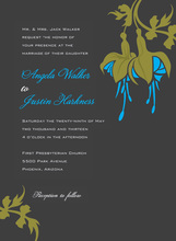 Catch Modern Blue Bridal Bouquet Wedding Invitations