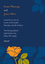Showcasing Orange Retro Flower Medium Blue Invitation