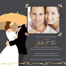 Orange Umbrella Love Square Wedding Invitations