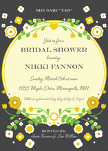 Unique Yellow Blossoms Grey Bridal Shower Invitations