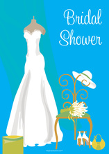 Beautiful Blue Bridesmaids Charcoal Bridal Invitations