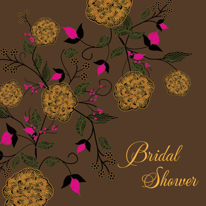 Vintage Floral Square Green Bridal Shower Invitations