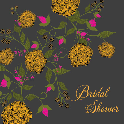 Vintage Floral Square Green Bridal Shower Invitations