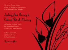 Deep Modern Red Retro Roses Wedding Invitations