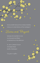 Lovely Silhouette Yellow Lilies Charcoal Invitations