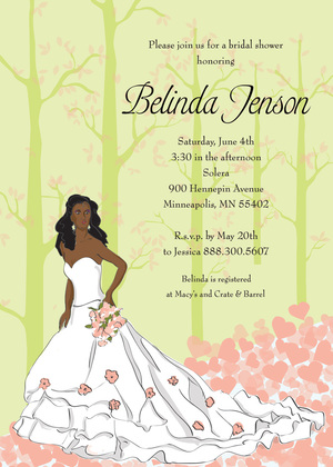 Fairy Tale Black Haired Bride Shower Bridal Invites