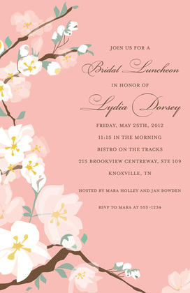 Pink Posy Branch In Sky Blue Cool Summer Invitations