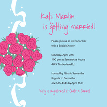 Catch Pink Bridal Bouquet In Blue Wedding Invitations