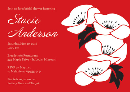 Classic Flowers Red RSVP Cards