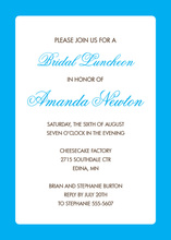 Bright Blue Border White Invitation