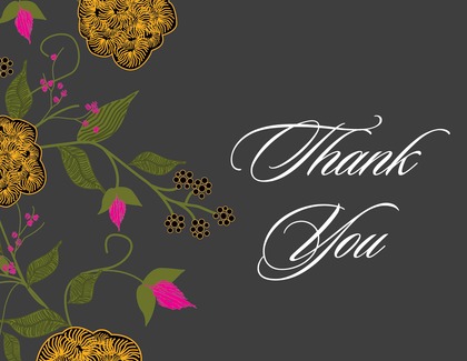 Charming Floral Red Thank You Cards