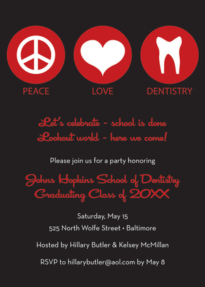 Iconic Peace Love Dentistry Aqua Invitations