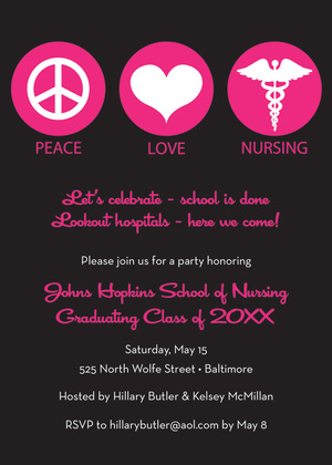 Iconic Peace Love Dentistry Pink Invitations