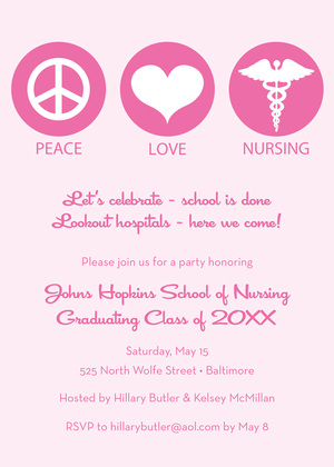 Iconic Peace Love Dentistry Hot Pink Invitations