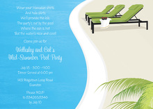Three Green Lounge Pool Party Invitations