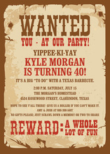 Wanted Poster Western Party Invitations