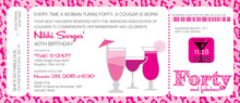 Pink Leopard 40 Birthday Invitations